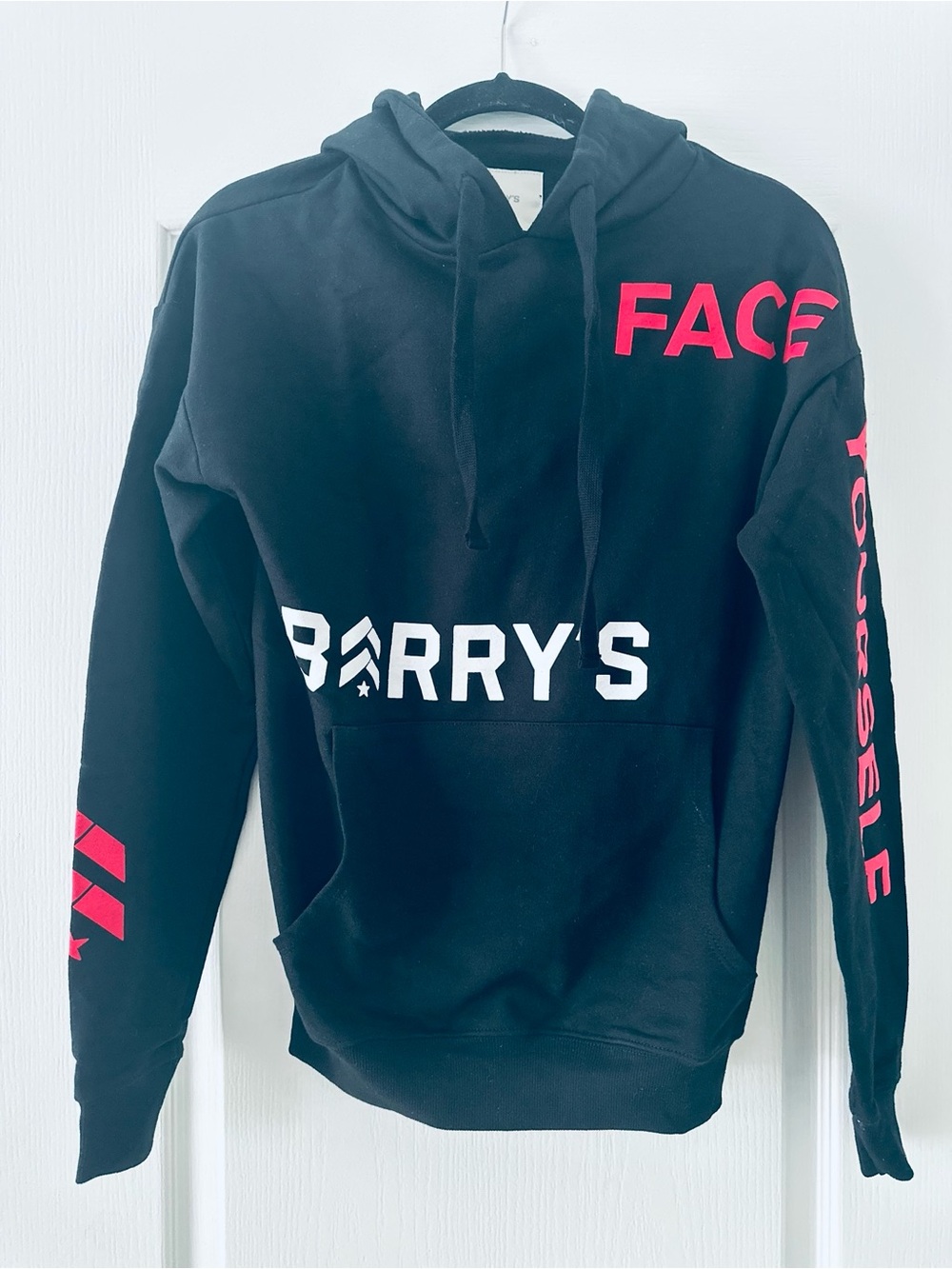 BARRYS FACE YOURSELF BLACK HOODIE WITH CORAL ACCENT SIZE: XS UNISEX